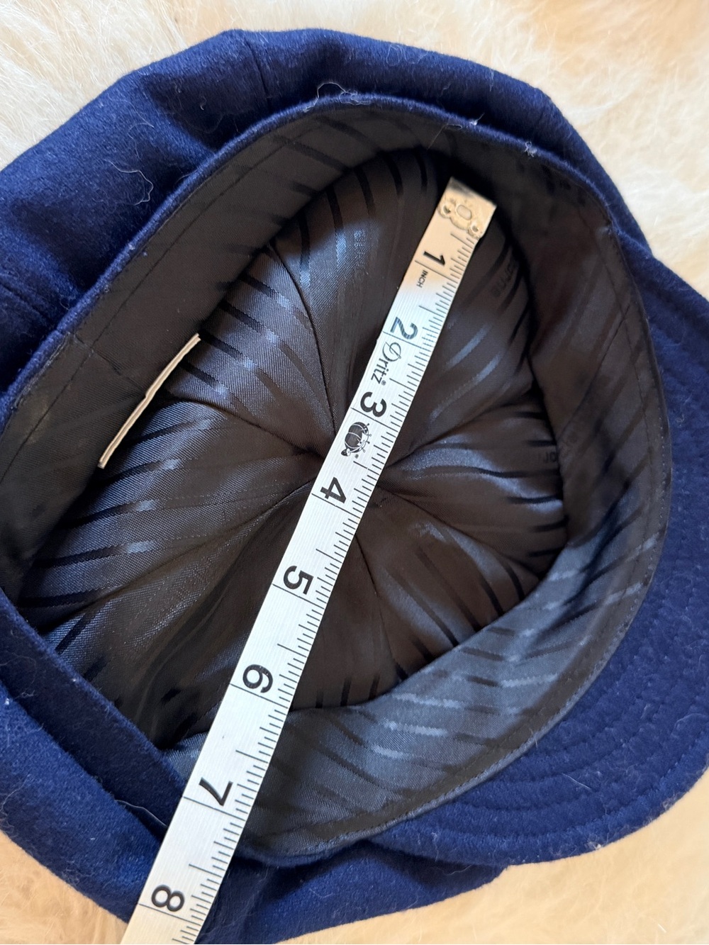 Vintage Liz Claiborne Wool Blend & Velvet Soft Baker Boy Hat - Navy - One Size - Picture 7 of 8